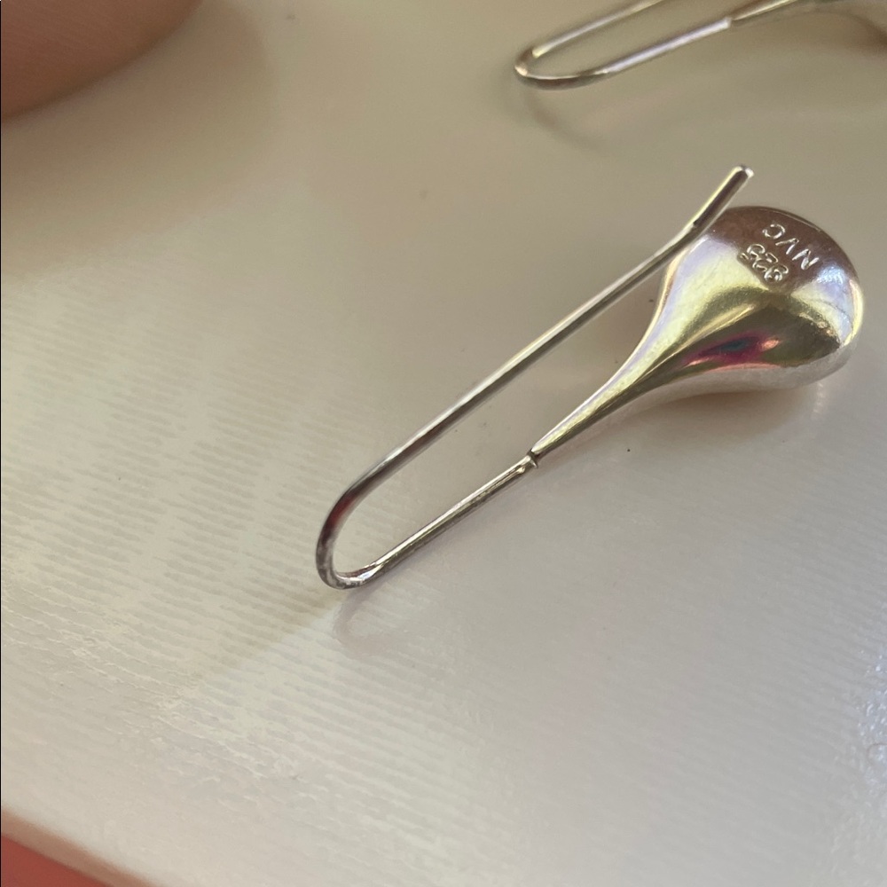 NVC 925 Sterling Silver Dangle Tear Drop Earrings Hook Modernist Signed Lot - Picture 7 of 7